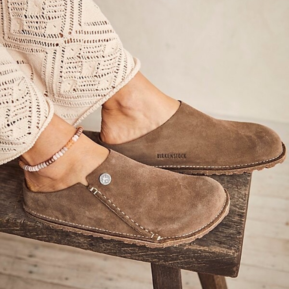 NEW! Birkenstock Zermatt clogs suede leather grey taupe